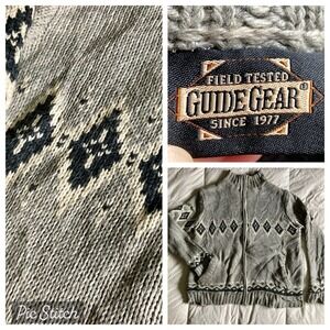 Guide Gear Full Zip Sherpa Lined Knot Cardigan Sweater Mens XL Gray Nordic